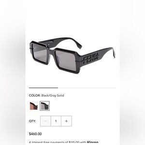 AUTHENTIC Fendi rectangular sunglasses, 52mm